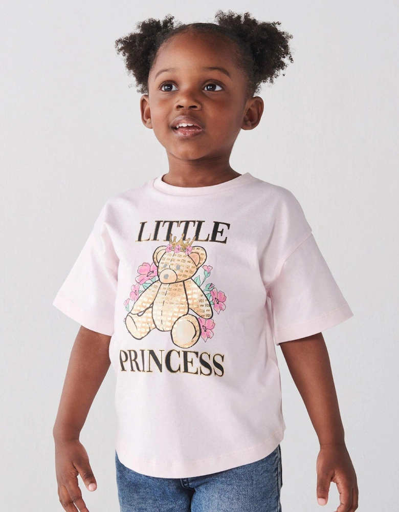 Mini Mini Girls Bear Graphic T-Shirt - Pink