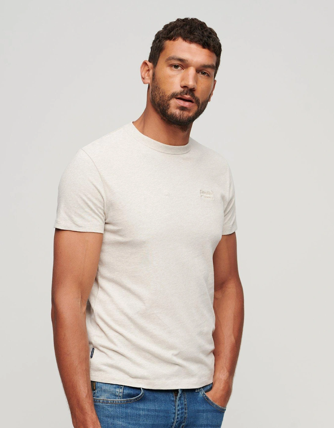 Essential Logo Embroidered T-Shirt - Cream, 3 of 2