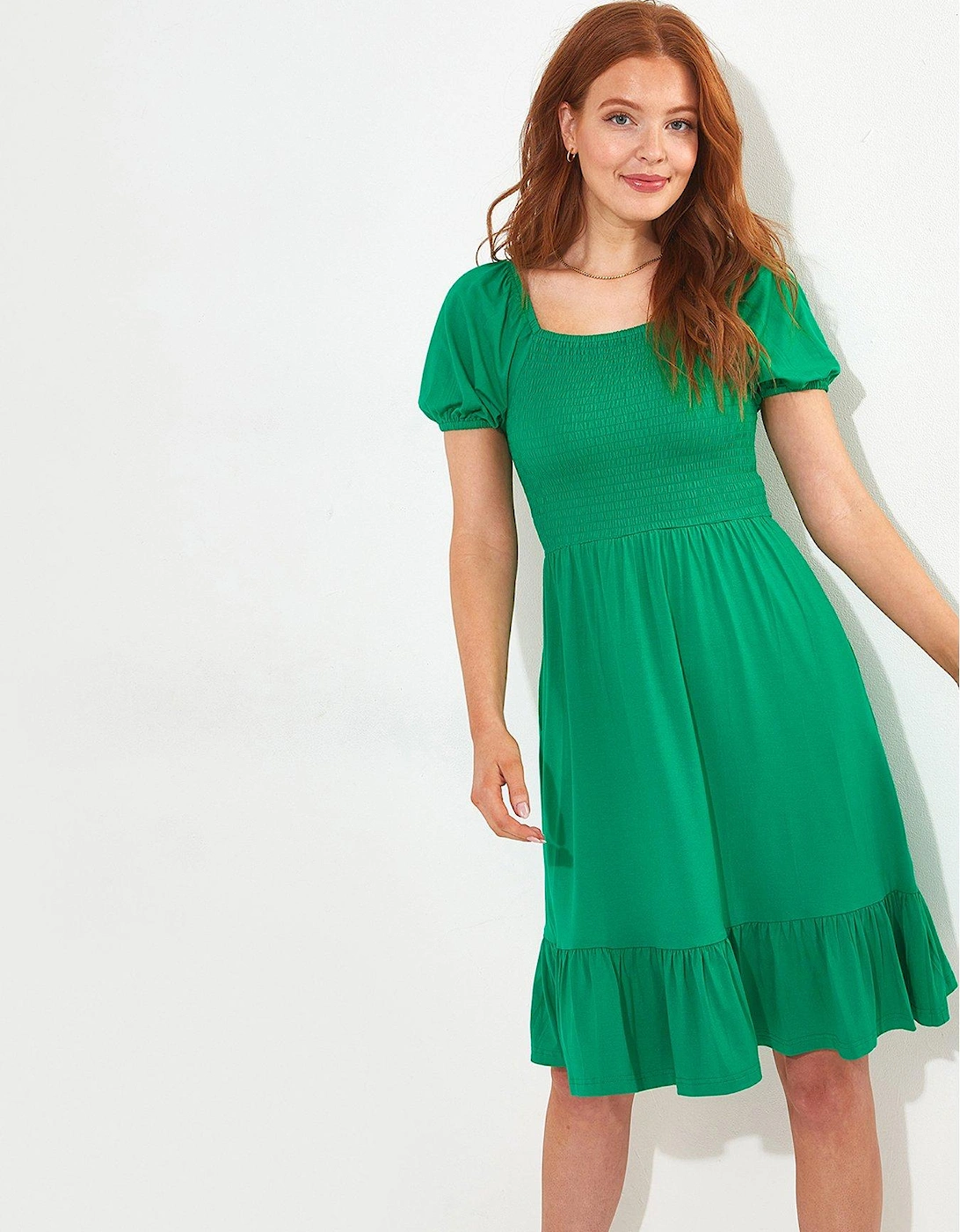 Shirred Jersey Dress - Green, 5 of 4