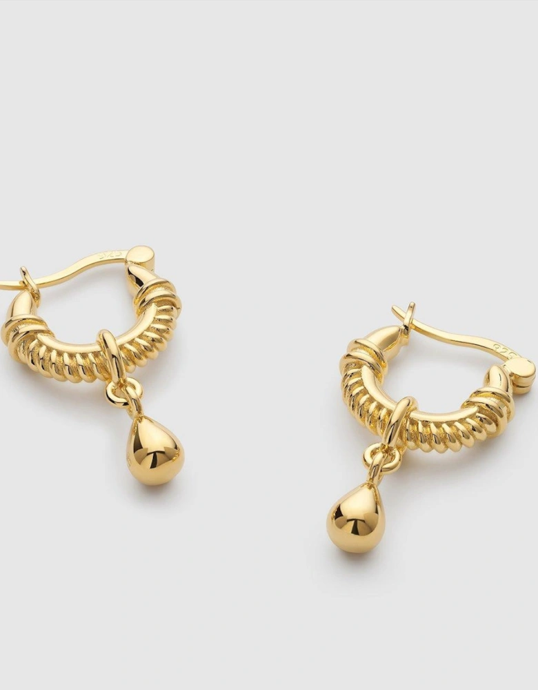 Chunky Gold Teardrop Huggie Hoop Earrings - Gold