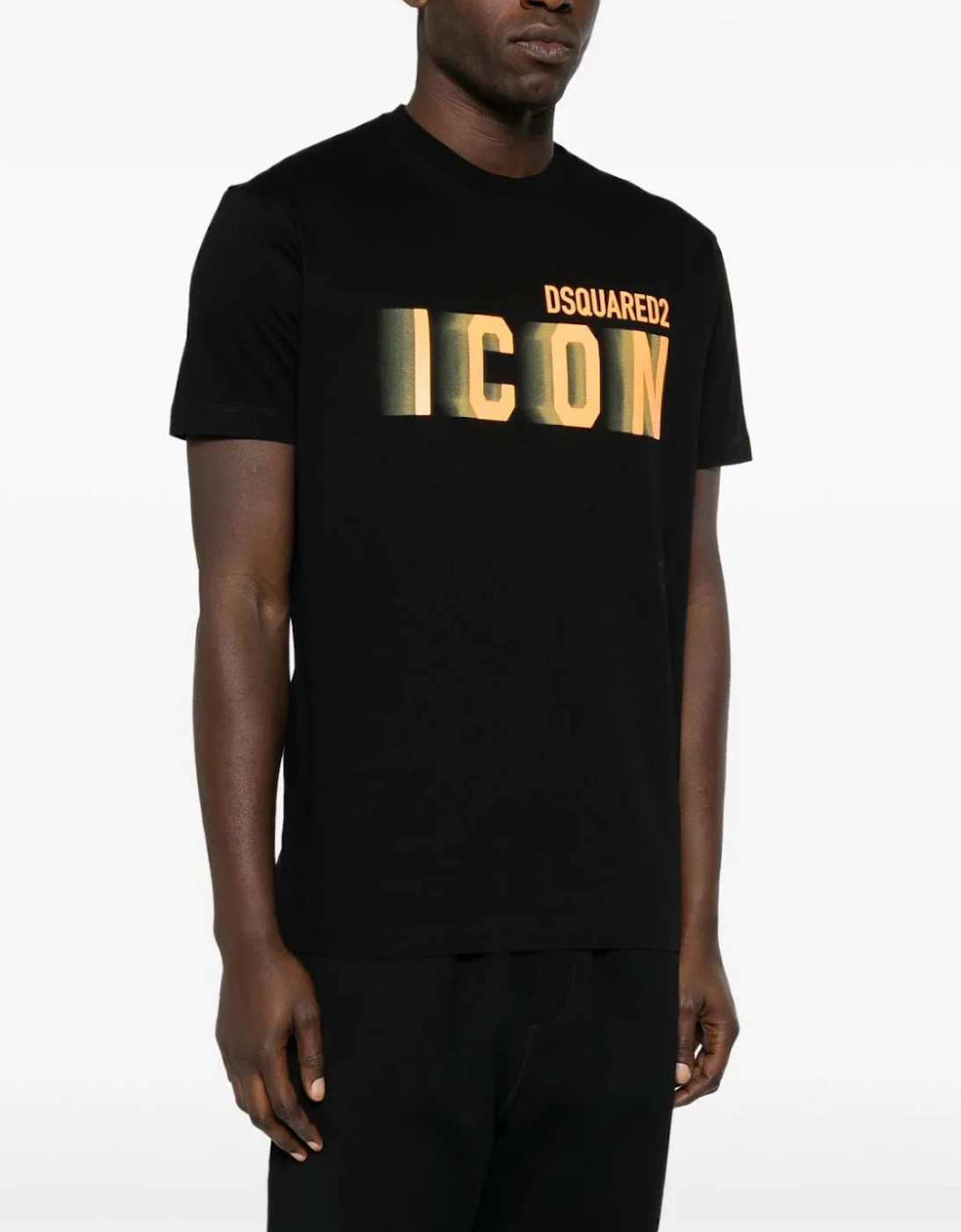 Icon Blur Cool Orange logo Cotton T-Shirt in Black