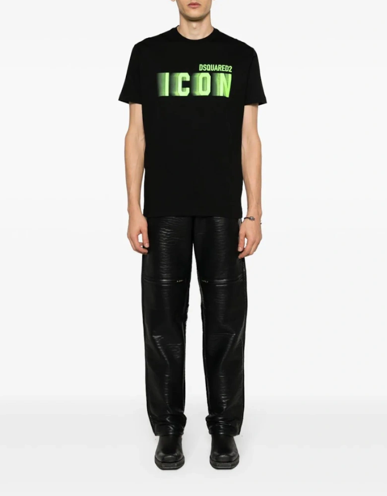 Icon Blur Cool Green logo Cotton T-Shirt in Black