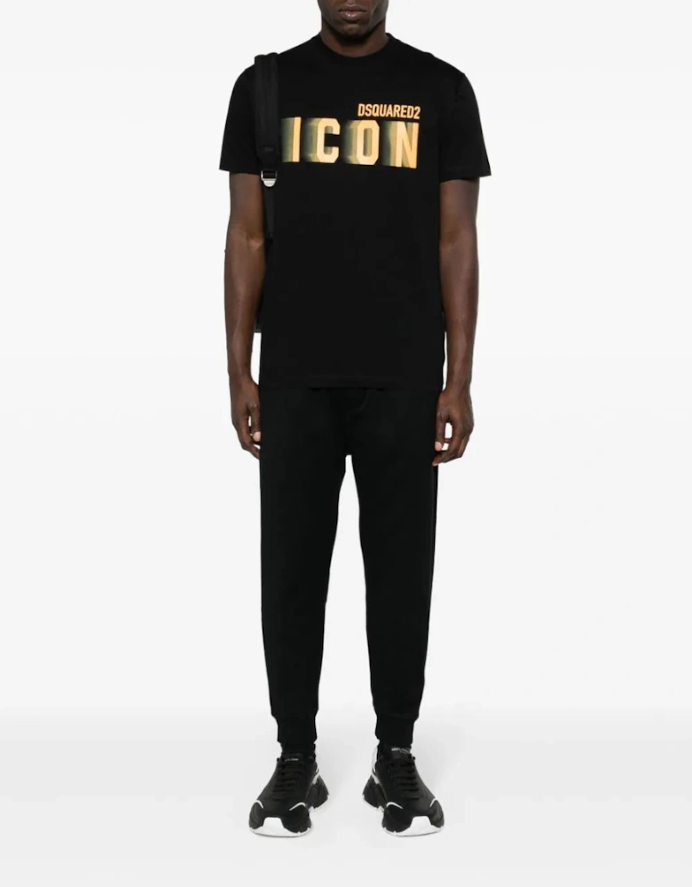 Icon Blur Cool Orange logo Cotton T-Shirt in Black