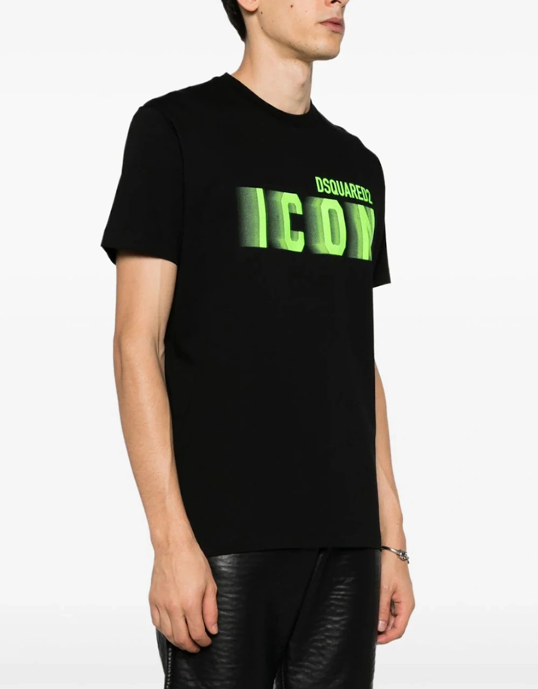 Icon Blur Cool Green logo Cotton T-Shirt in Black