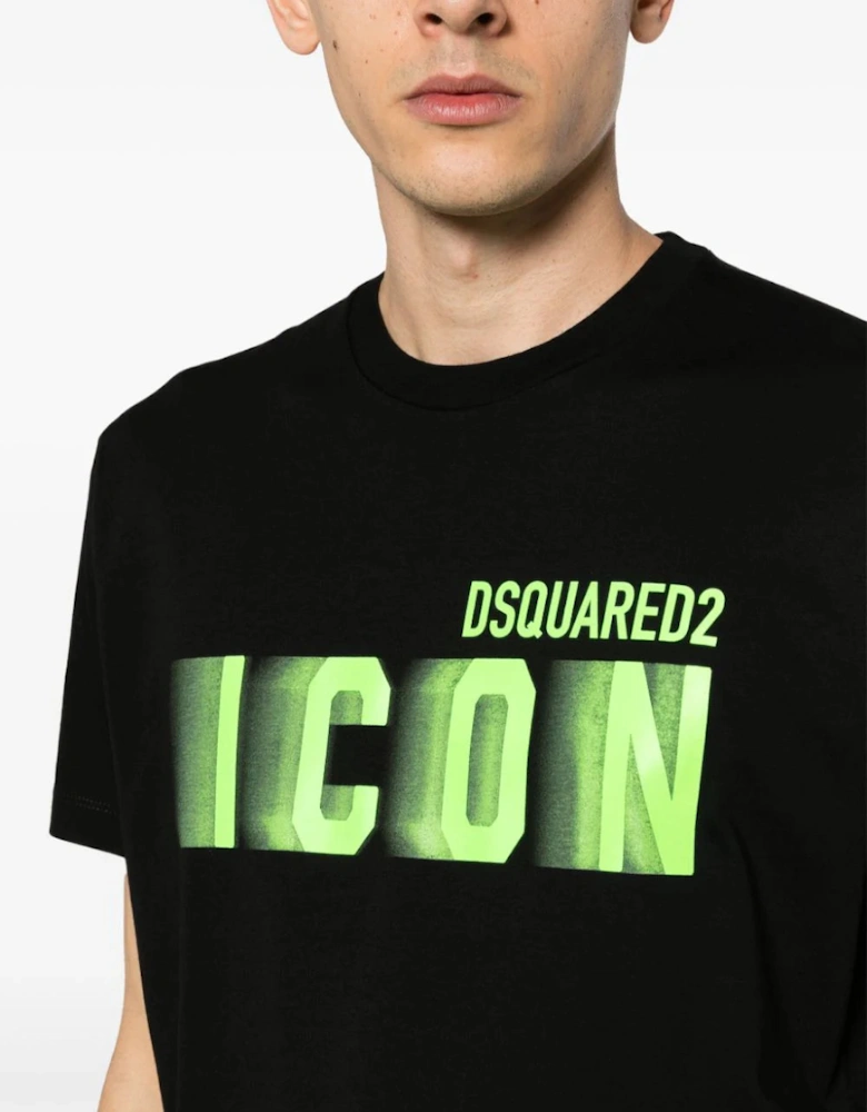 Icon Blur Cool Green logo Cotton T-Shirt in Black