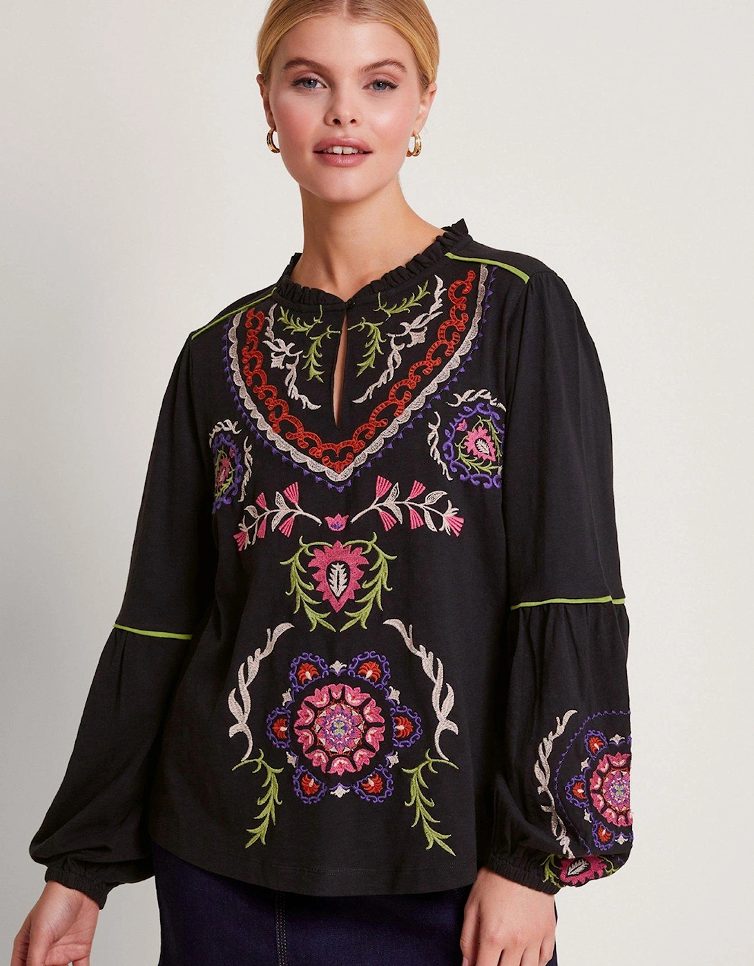 Xoey Embroidered Blouse Black, 2 of 1