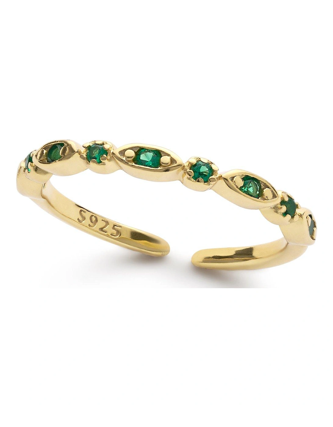 14K Dainty Gold Green Crystal Ring, 2 of 1