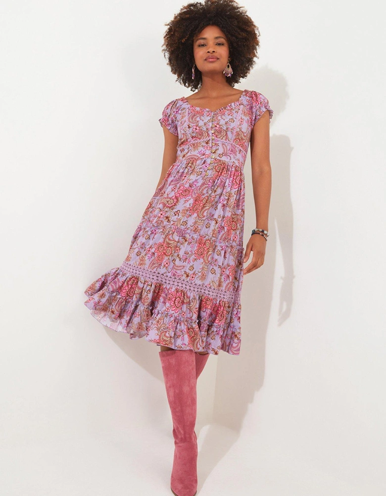 Ophelia Print Dress - Purple