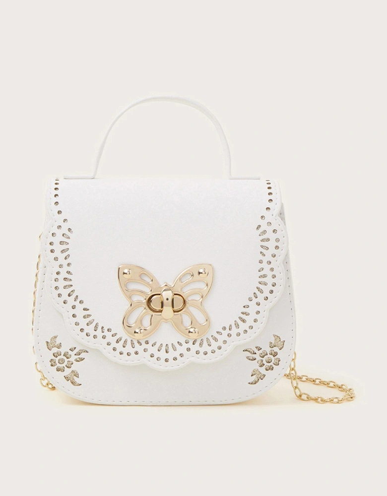 Girls Scallop Butterfly Bag - White