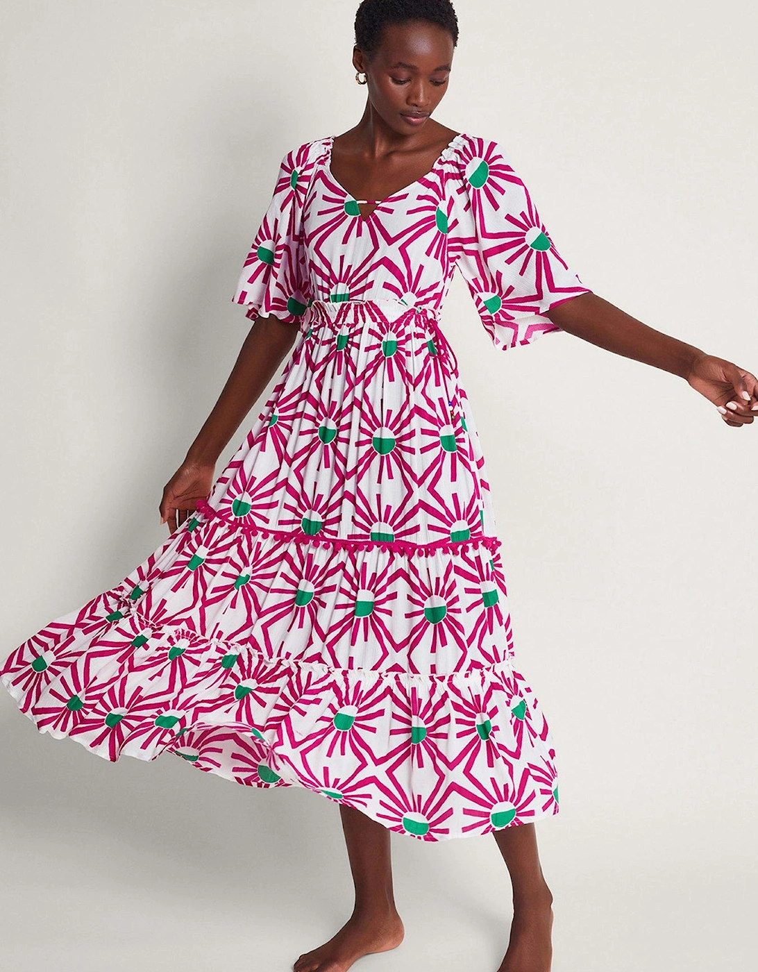 Zamora Geometric Print Sun Dress - Pink, 2 of 1