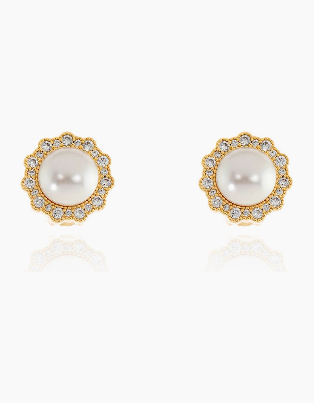 Cachet London Women's White Florantine Pearl Gold Clip On Earrings