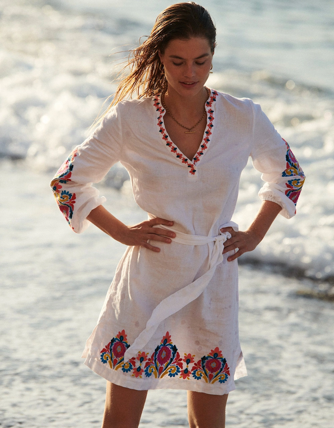 Cleo Embroidered Linen Dress, 2 of 1