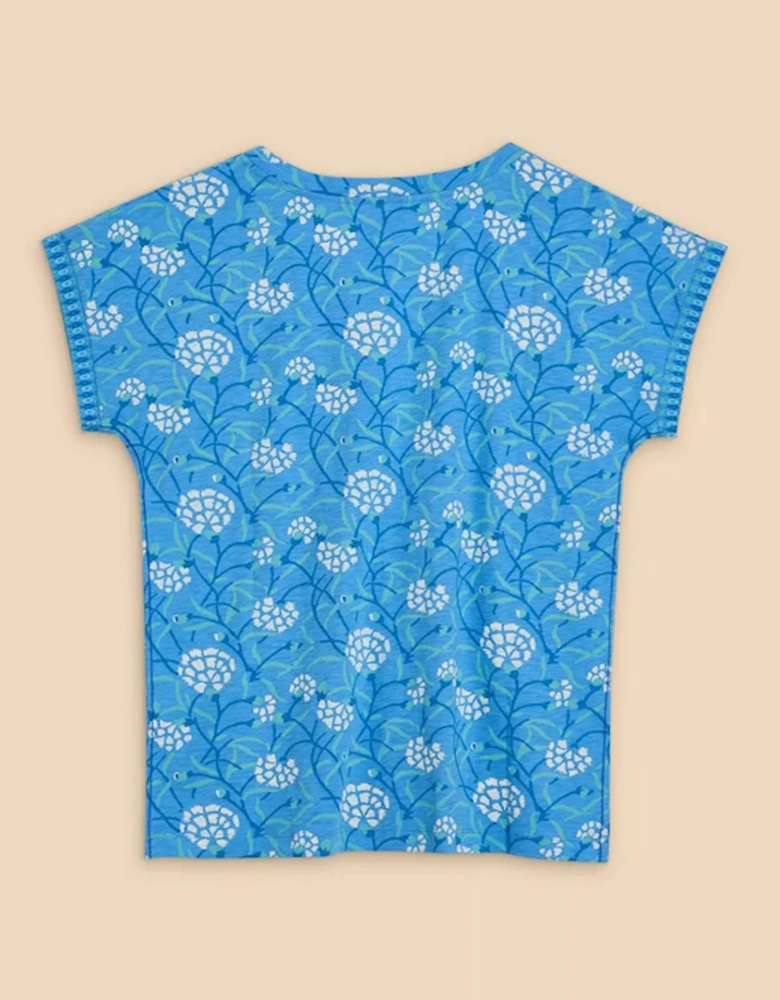 Women's Nelly Notch Neck Tee Blue Print