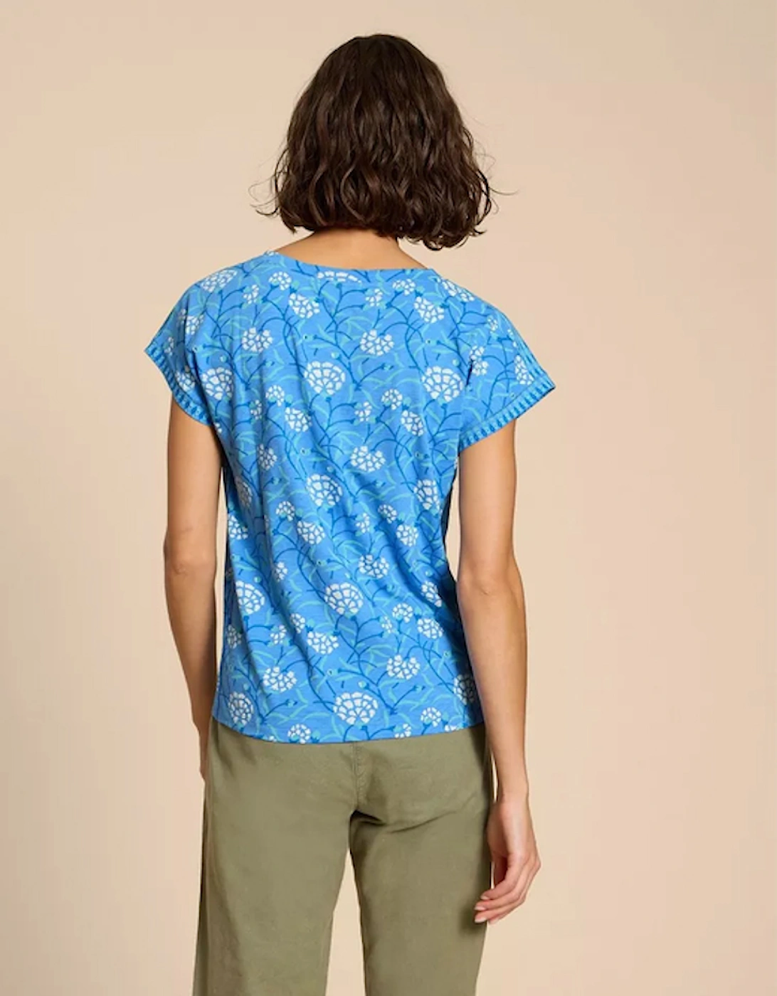 Women's Nelly Notch Neck Tee Blue Print