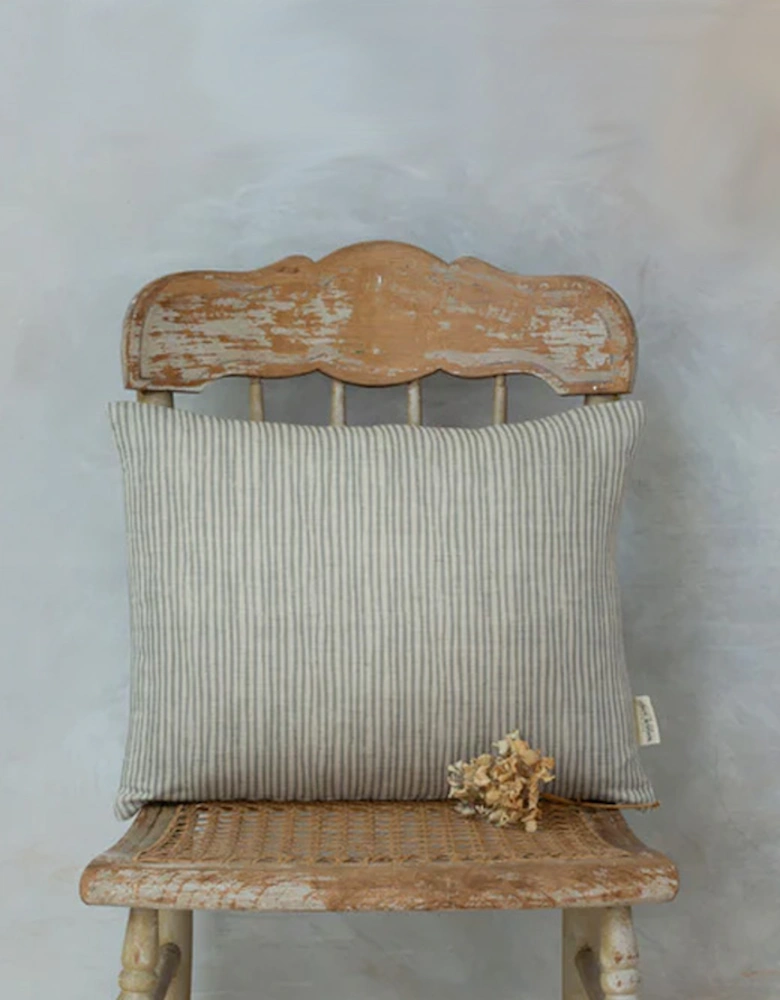 Grey Stripe Rectangle Linen Cushion