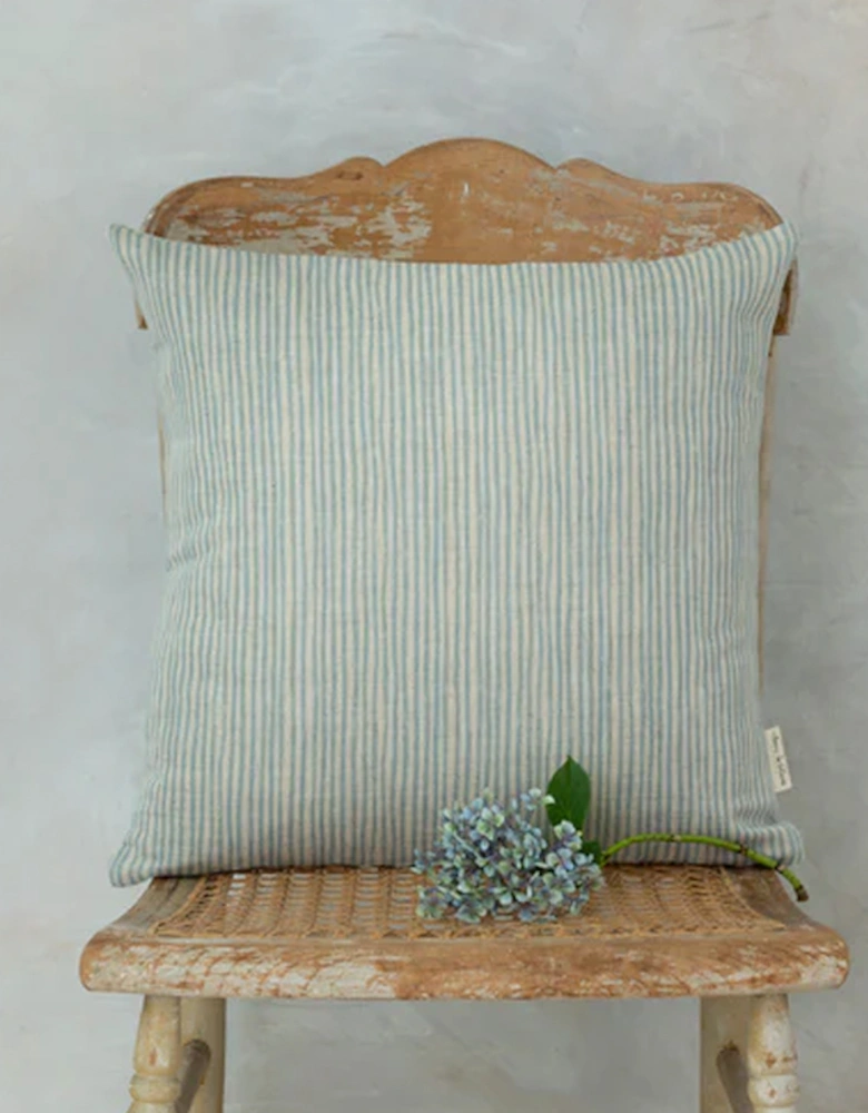 Blue Stripe Square Linen Cushion