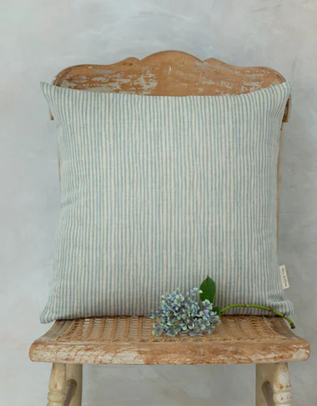 Blue Stripe Square Linen Cushion, 2 of 1