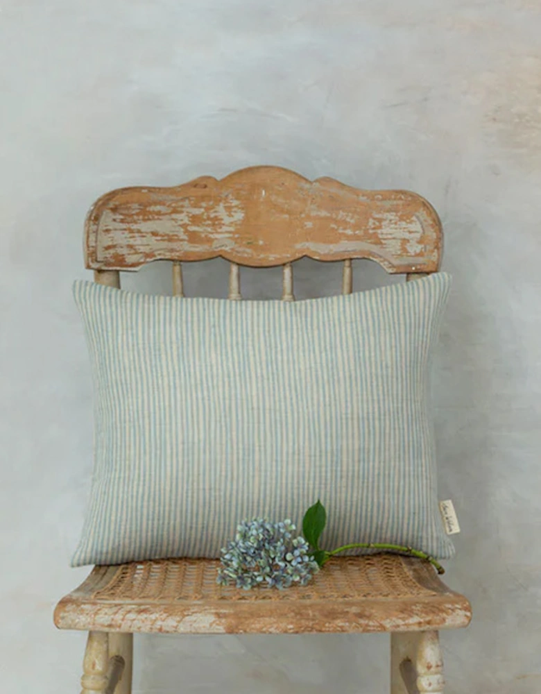 Blue Stripe Rectangle Linen Cushion