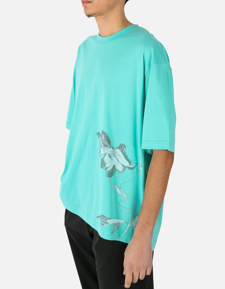 GSX Floral Print Turquoise oversized Tee