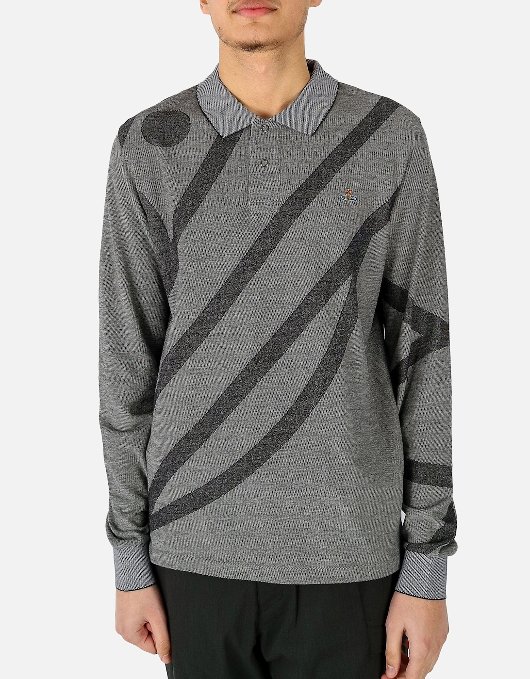 Long Sleeve Pattern Grey Polo, 5 of 4