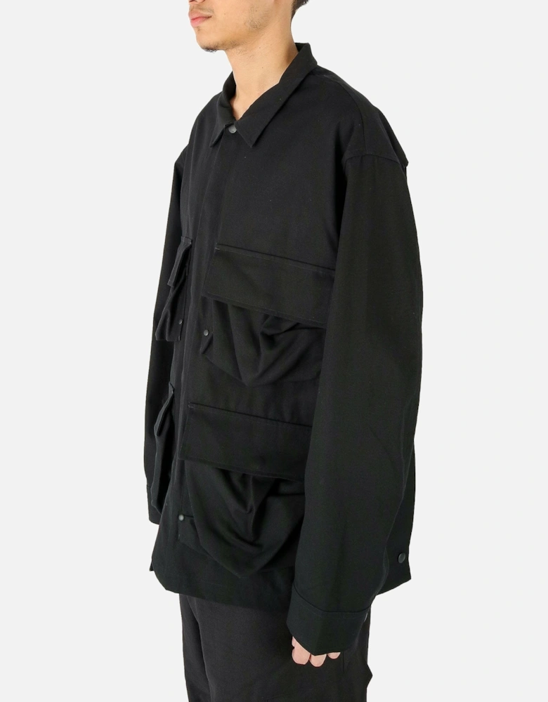 Boxy Four Bellow Pocket Black Overshirt Jacket