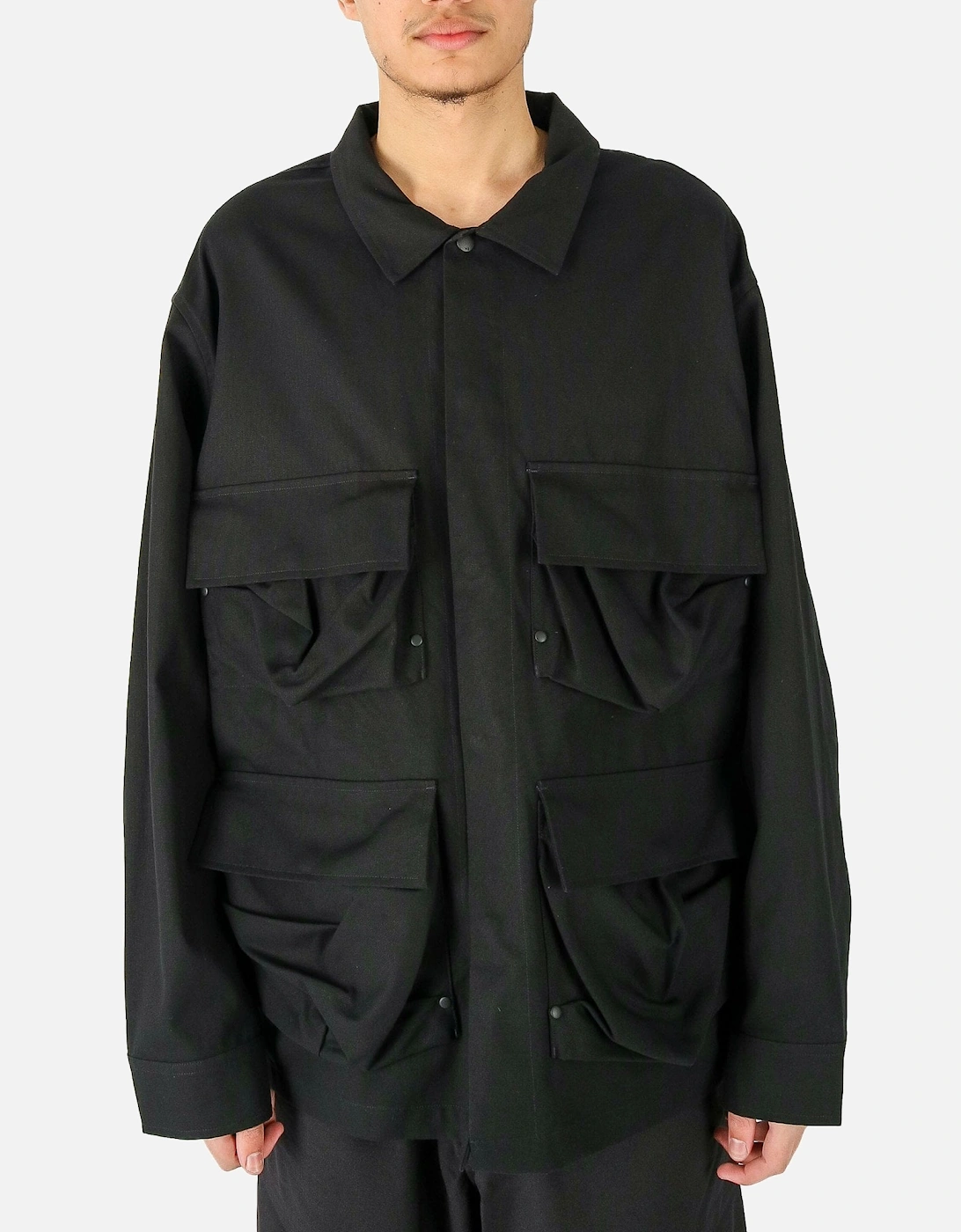 Boxy Four Bellow Pocket Black Overshirt Jacket