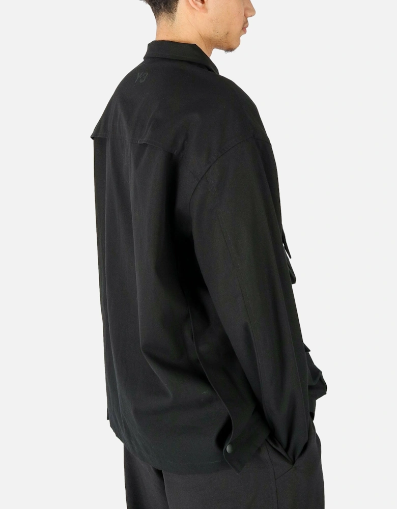 Boxy Four Bellow Pocket Black Overshirt Jacket