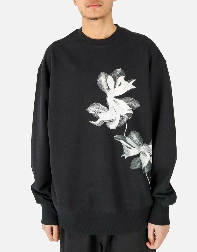 GFX Floral Oversized Black Sweatshirt