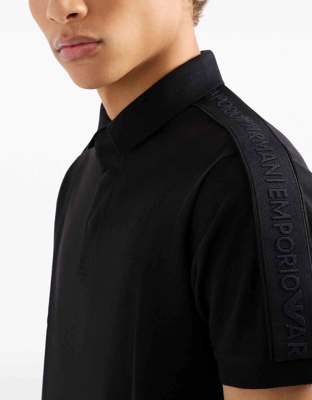 Tape Logo Polo Shirt Black