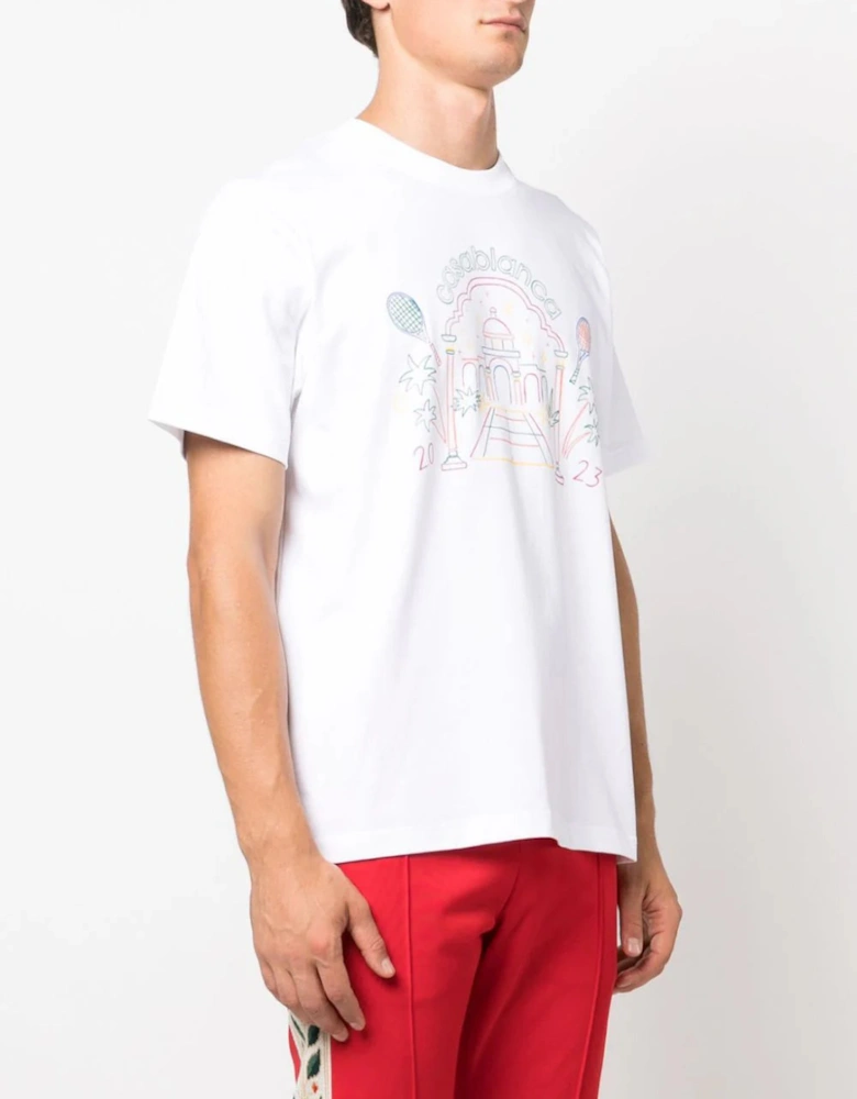 Rainbow Crayon Temple Printed T-Shirt in White