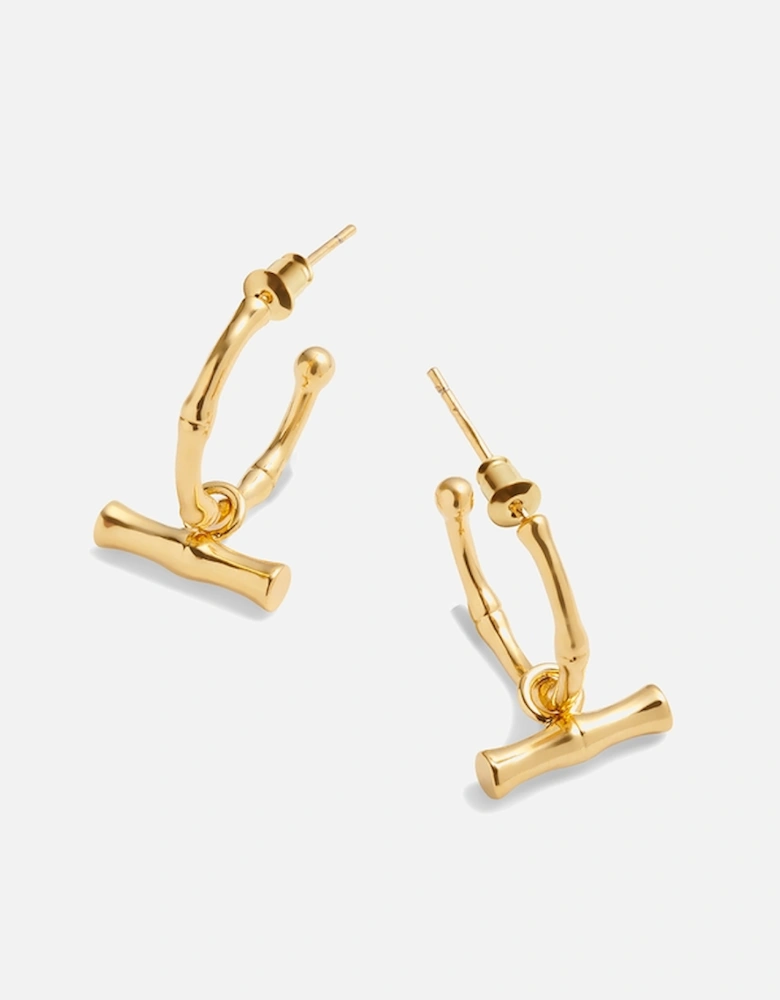 Bamboo 18-Karat Gold-Plated Hoop Earrings