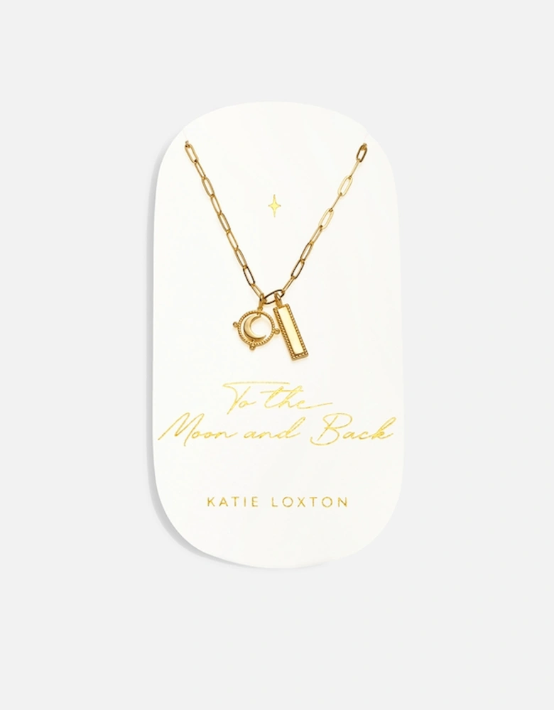 To The Moon & Back Carded Charm 18-Karat Gold-Plated Necklace