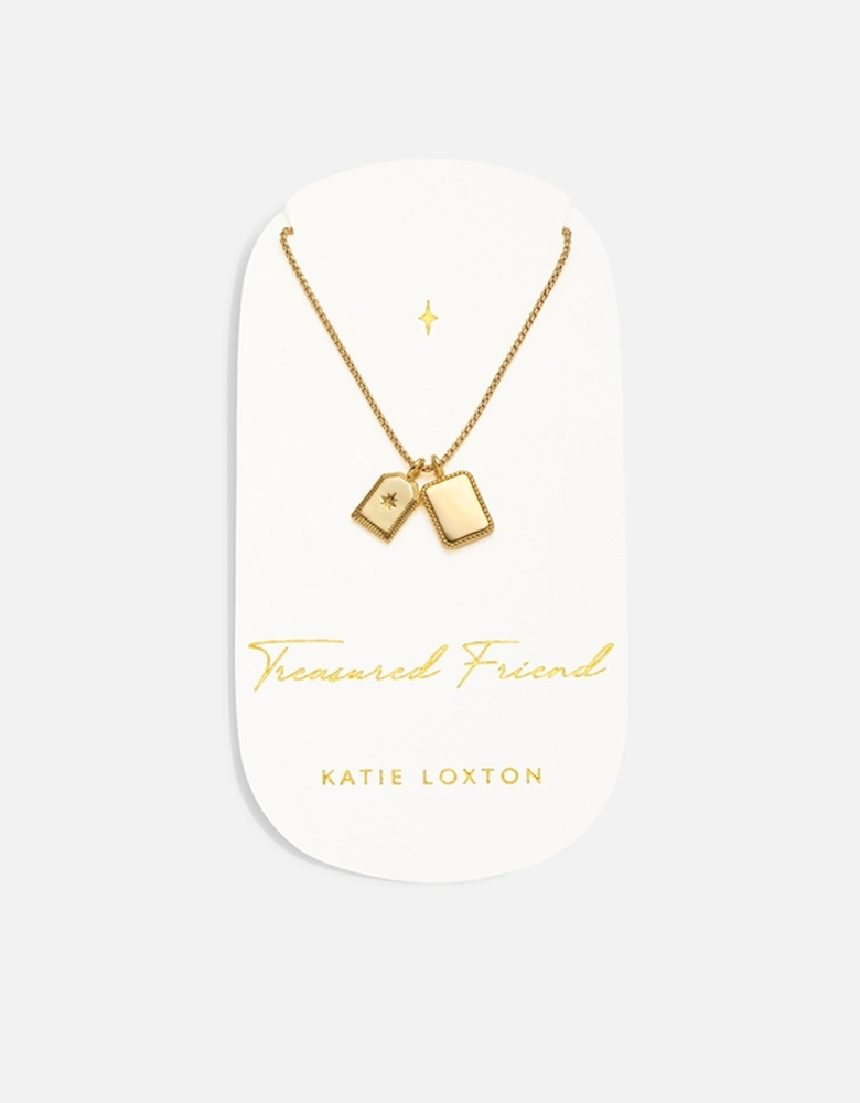 Treasured Friend Carded Charm 18-Karat Gold-Plated Necklace