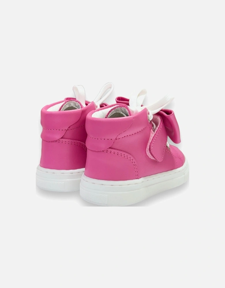 Fuchsia Leather Tatiana Bow Hi-Top Trainers (New Sole)