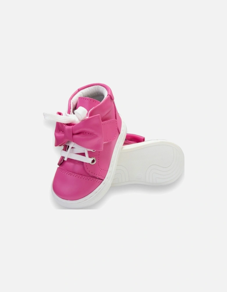 Fuchsia Leather Tatiana Bow Hi-Top Trainers (New Sole)