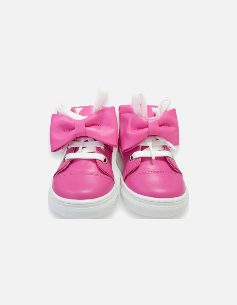 Fuchsia Leather Tatiana Bow Hi-Top Trainers (New Sole)