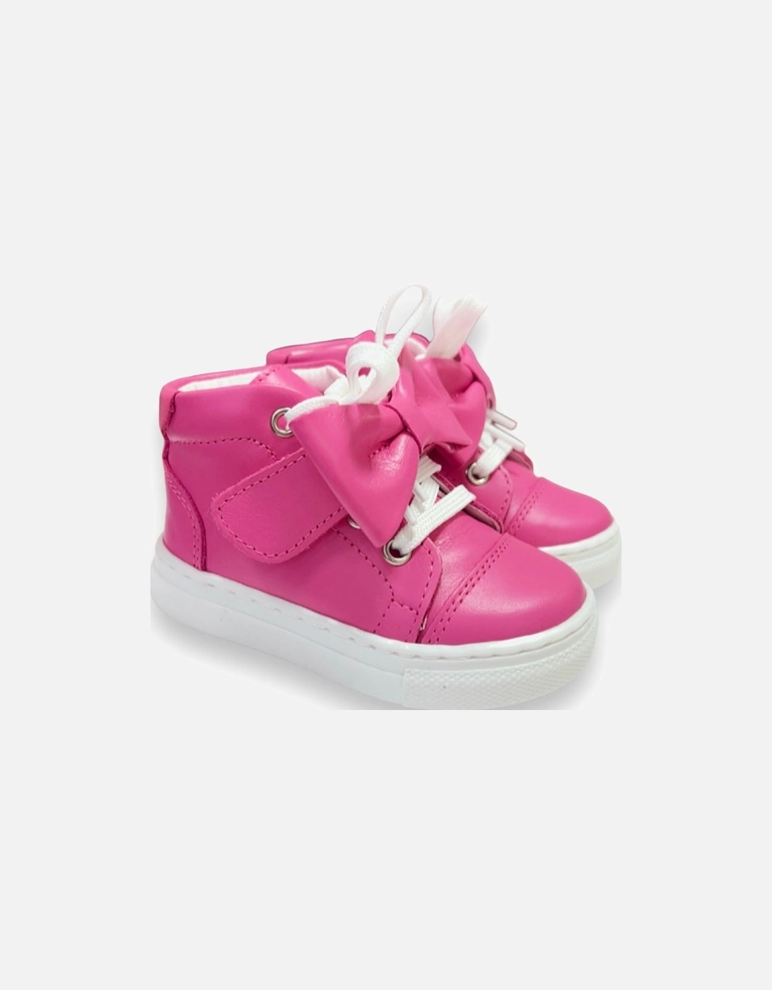 Fuchsia Leather Tatiana Bow Hi-Top Trainers (New Sole), 5 of 4