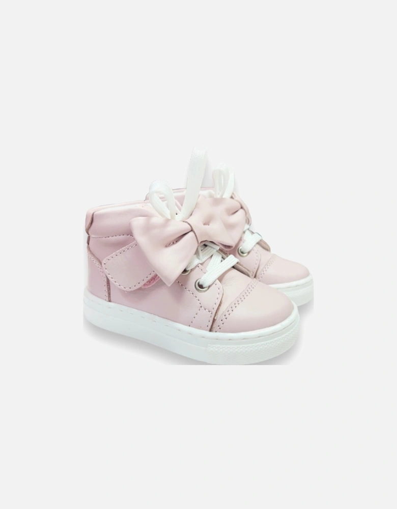 Pink Leather Tatiana Bow Hi-Top Trainers (New Sole)
