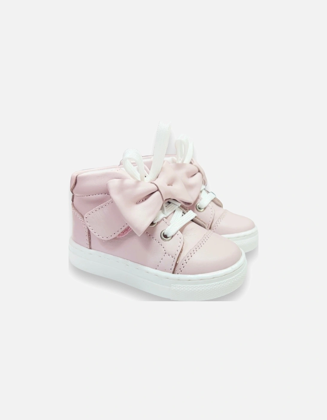 Pink Leather Tatiana Bow Hi-Top Trainers (New Sole), 5 of 4