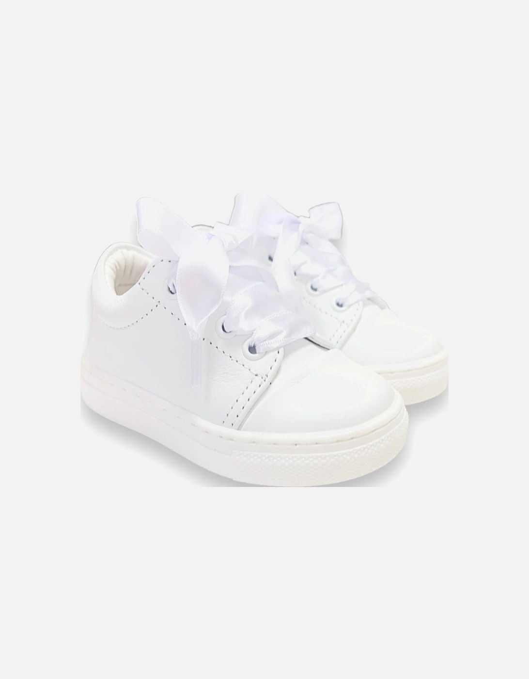 White Leather Santiago Ribbon Trainers, 5 of 4