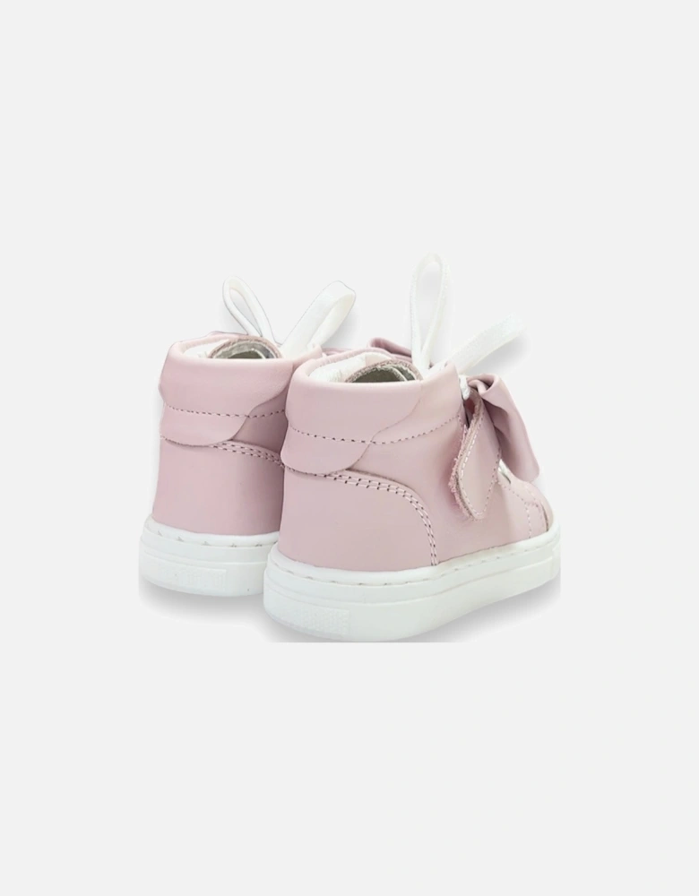 Pink Leather Tatiana Bow Hi-Top Trainers (New Sole)