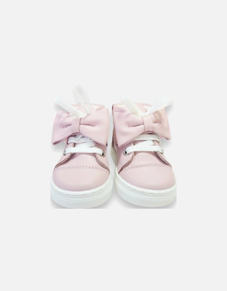 Pink Leather Tatiana Bow Hi-Top Trainers (New Sole)