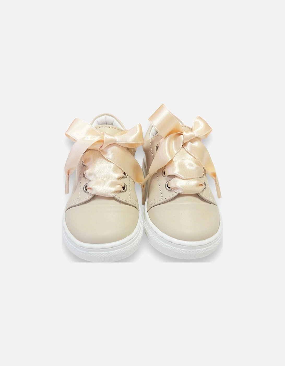 Nude Leather Santiago Ribbon Trainers, 5 of 4