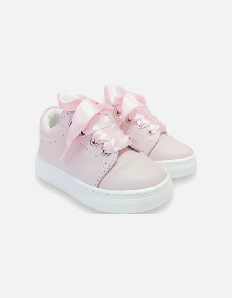 Pink Leather Santiago Ribbon Trainers