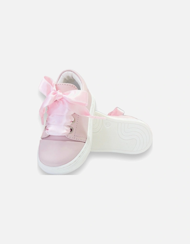 Pink Leather Santiago Ribbon Trainers