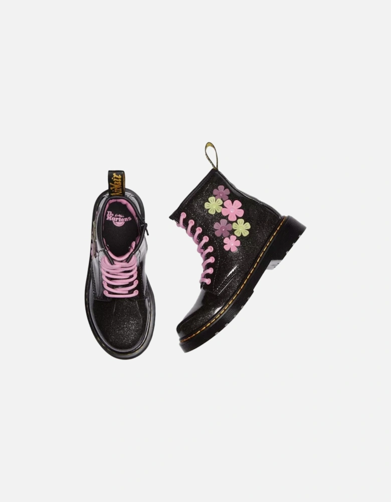 Dr. Martens Youths Gradient Glitter Boots (Black/Pink)