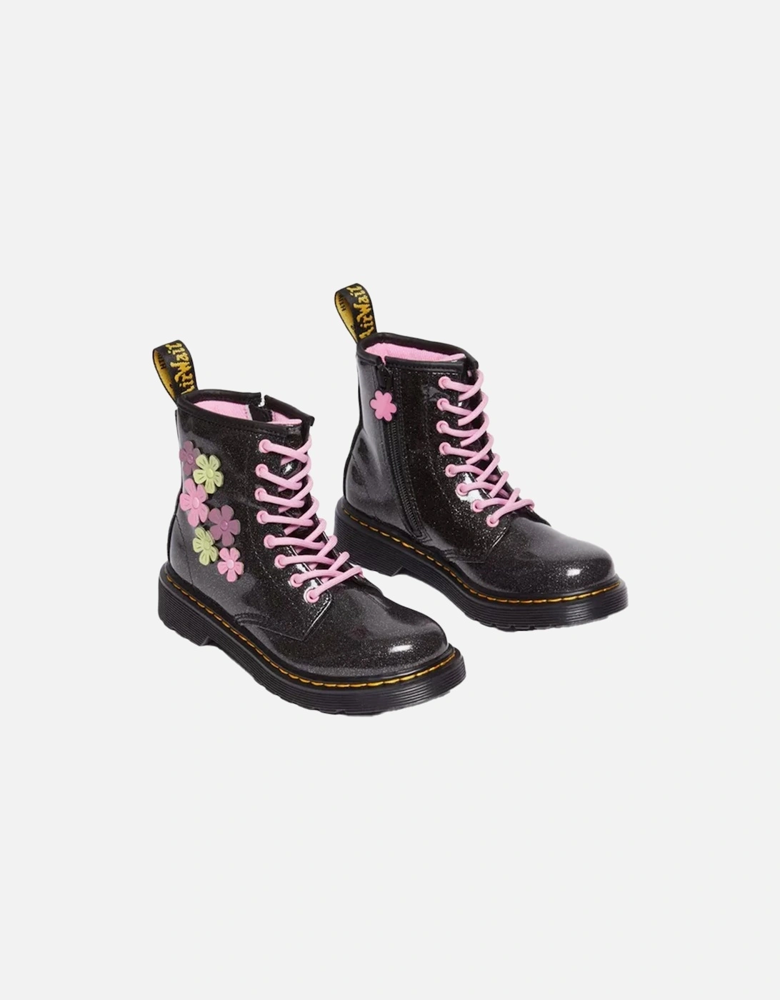 Dr. Martens Juniors Gradient Glitter Boots (Black/Pink)