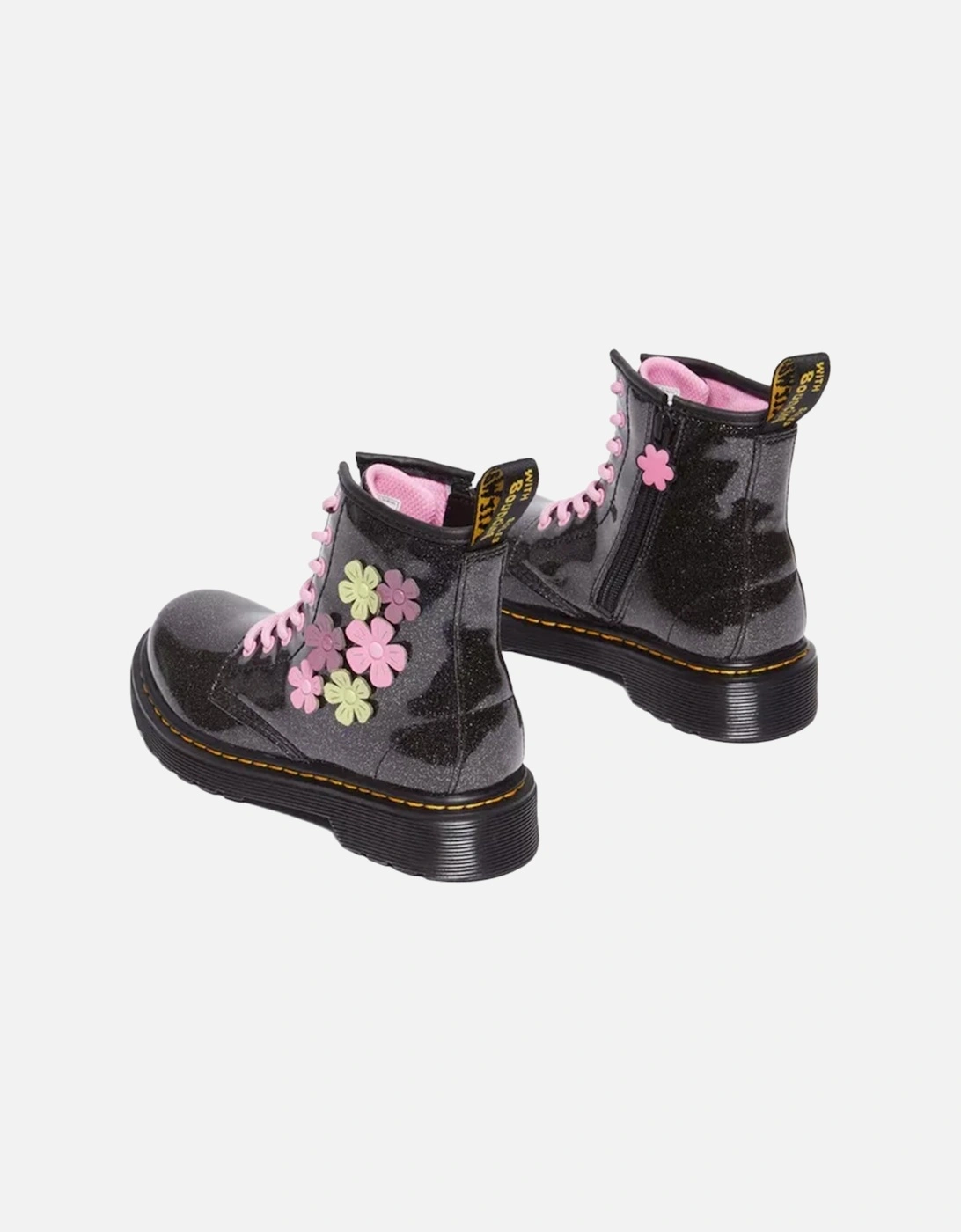 Dr. Martens Juniors Gradient Glitter Boots (Black/Pink)