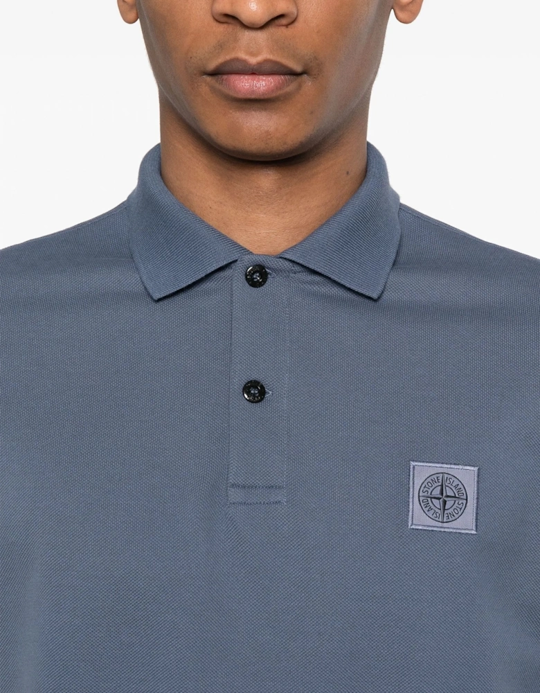 22R39 Short Sleeve Pique Patch Logo Polo Shirt Blue