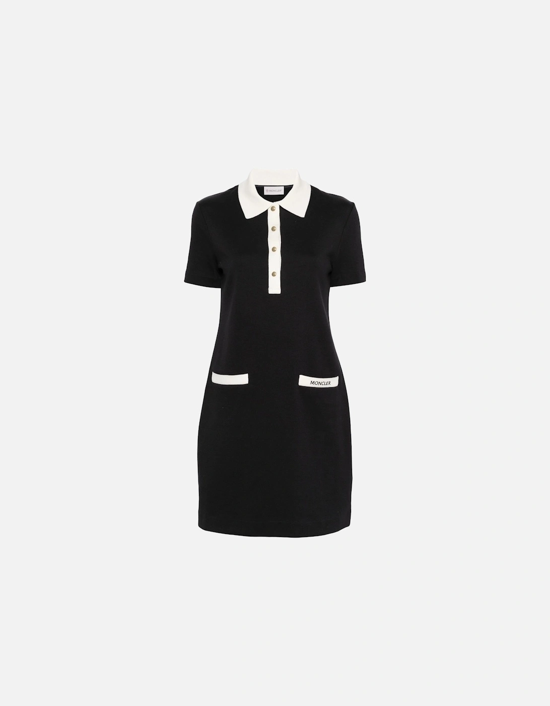Women Cotton Stripe Polo Dress Black, 6 of 5